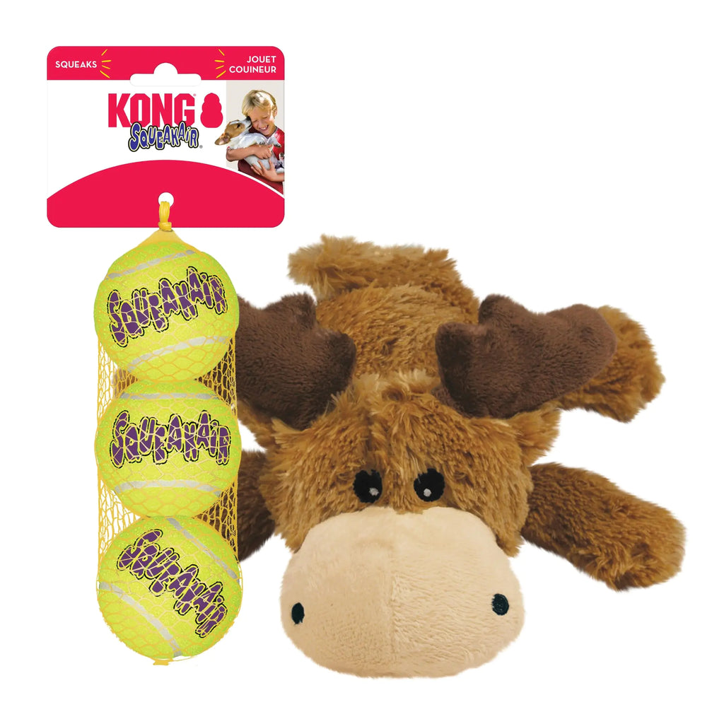 KONG Cozie Marvin Moose & SqueakAir Balls (3 Pack)